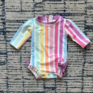 Ruffle Butts Rainbow Striped Baby Bathing Suit Size 0-3M